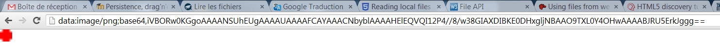 data url in adress bar shows a red circle