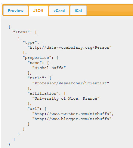 JSON view of the microdata