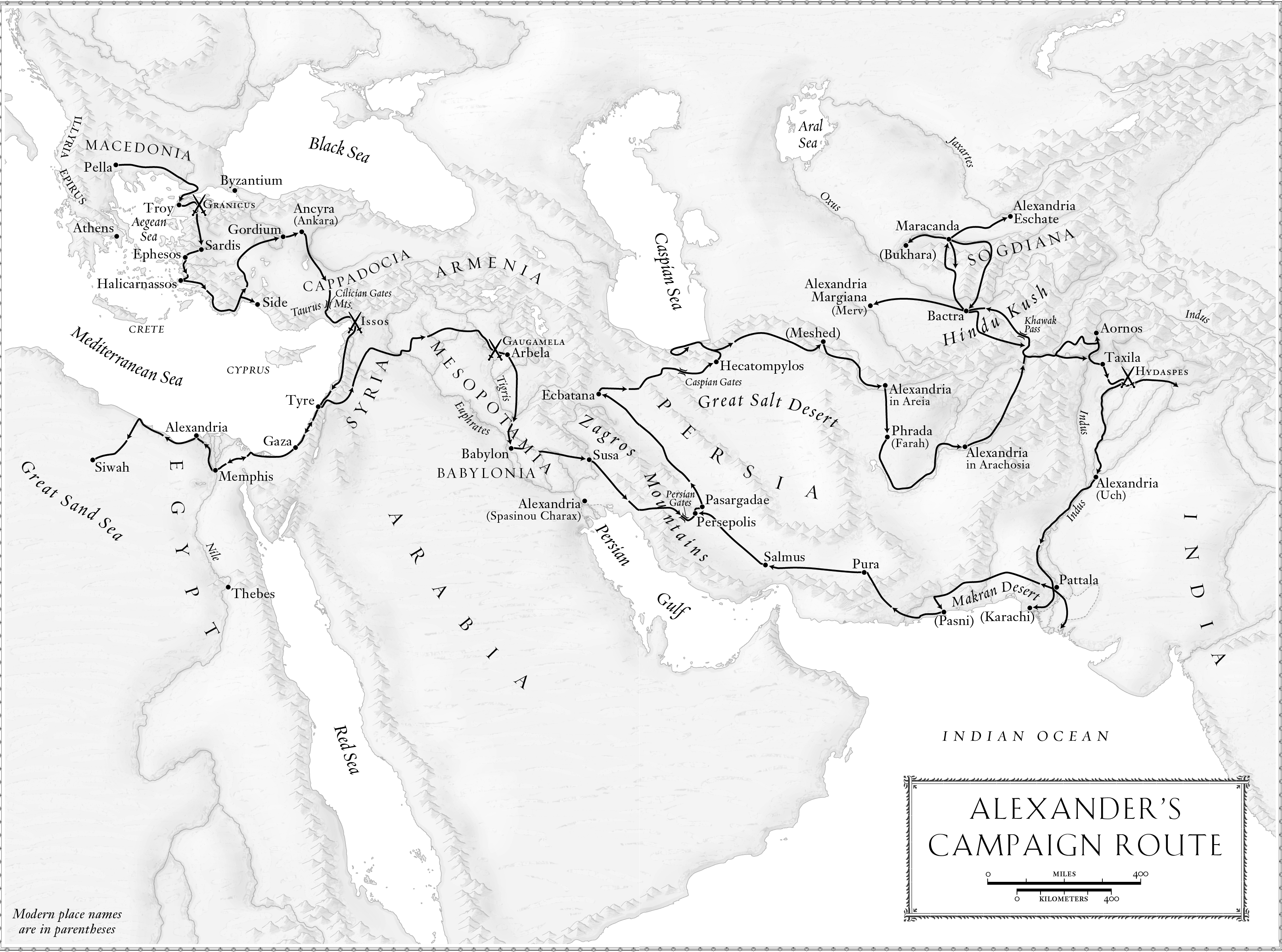 Map Alexander Campaign Route 