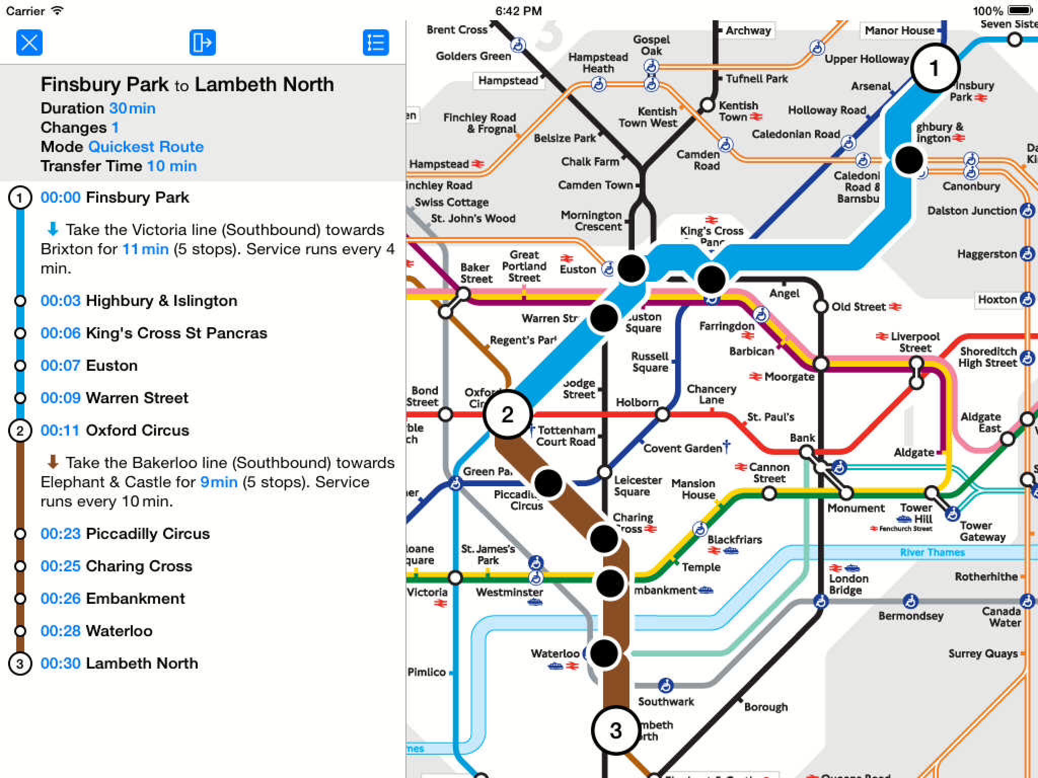 App subway representation